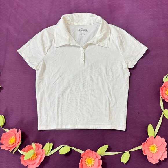 Hollister Polo White Shirt Size M - Picture 2 of 5